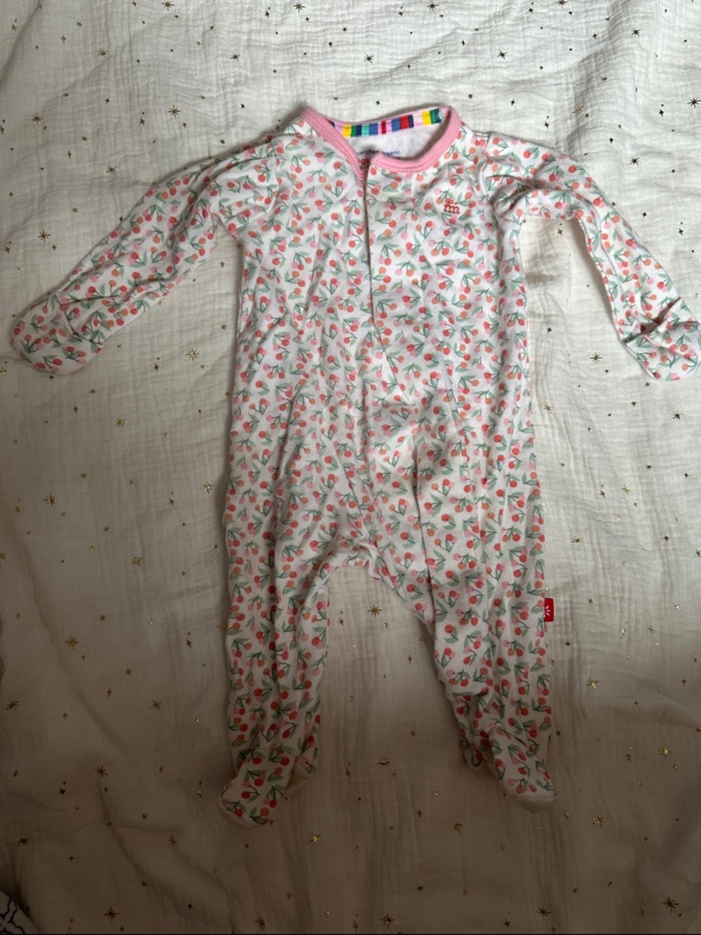 Magnetic Me Pink Cherry Print Footed One-Piece